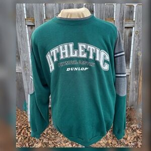 Vintage 90s Dunlop Athletic Sweatshirt Green Gray Colorblock Size Large